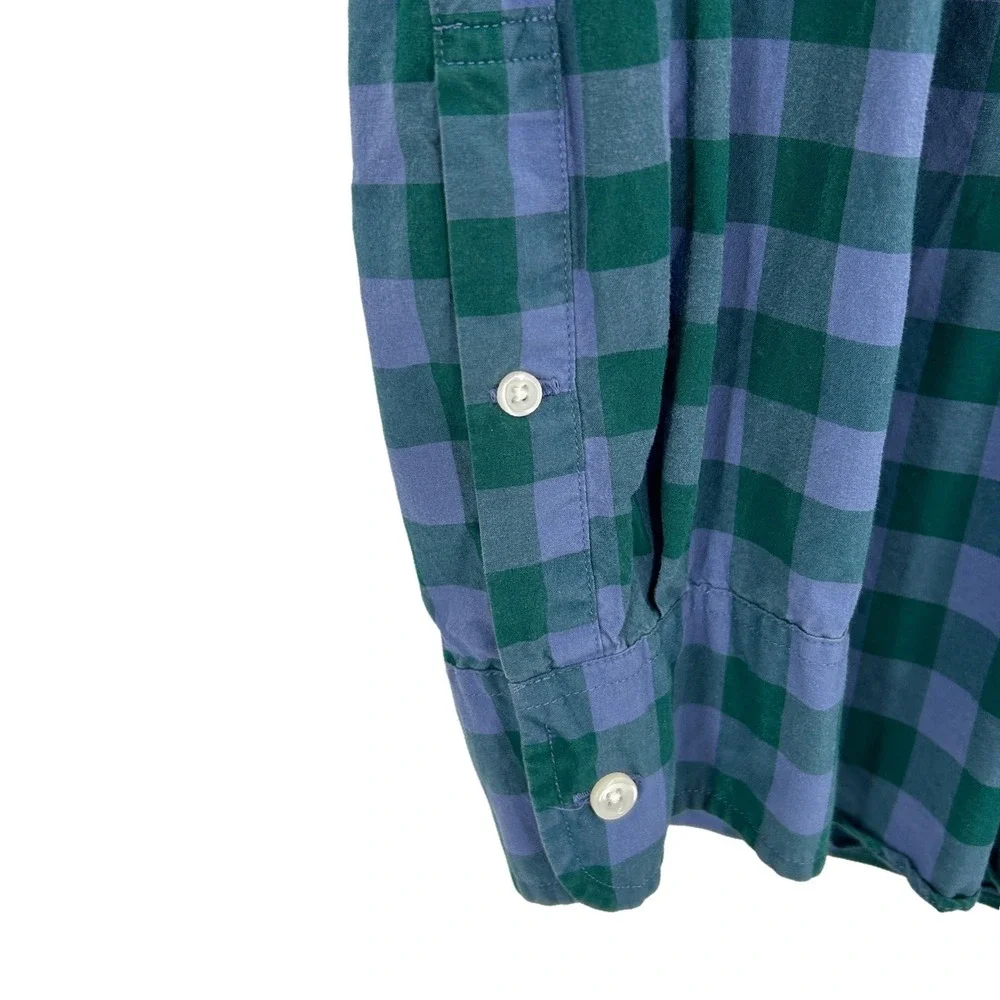 J Crew Men's‎ Plaid Long Sleeve Button Up Shirt XL Green Blue Casual Cotton